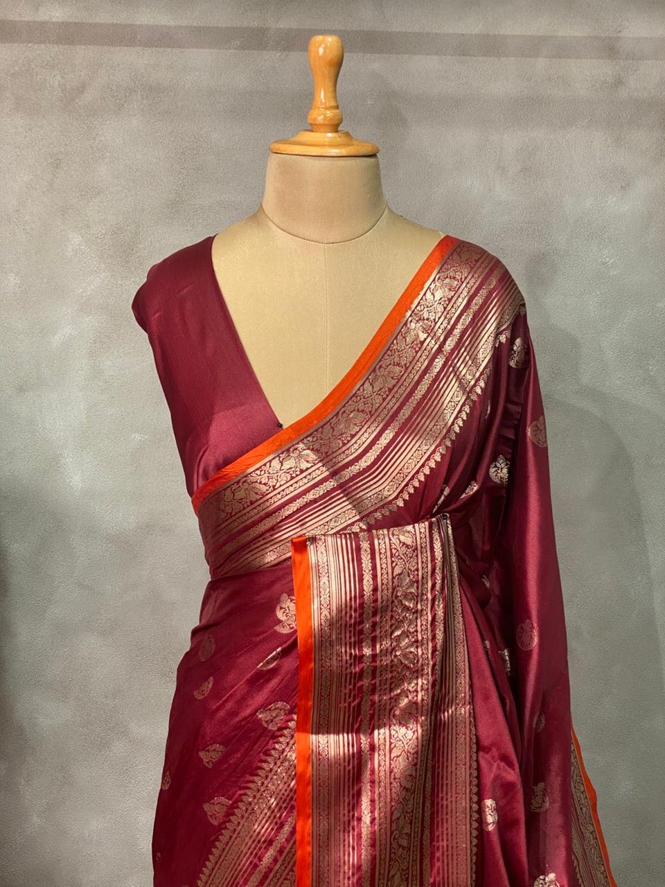 Maroon Gajji silk saree -PIH17