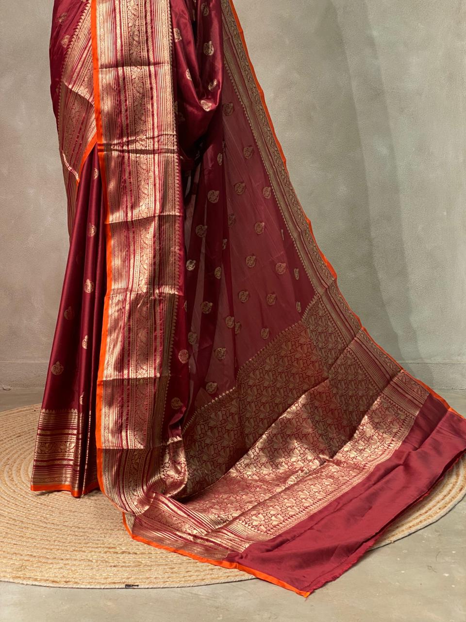 Maroon Gajji silk saree -PIH17