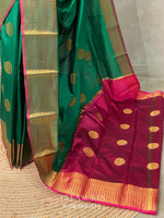 Green and Magenta semi kanchipuram soft silk saree - PSSN139
