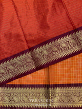 Rust silk semi banarasi saree -PIH18