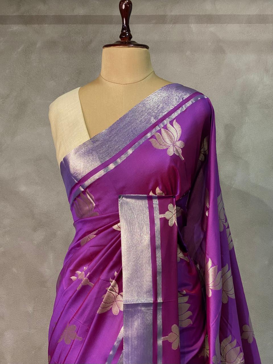 Purple semi banarasi saree -PIH21LC