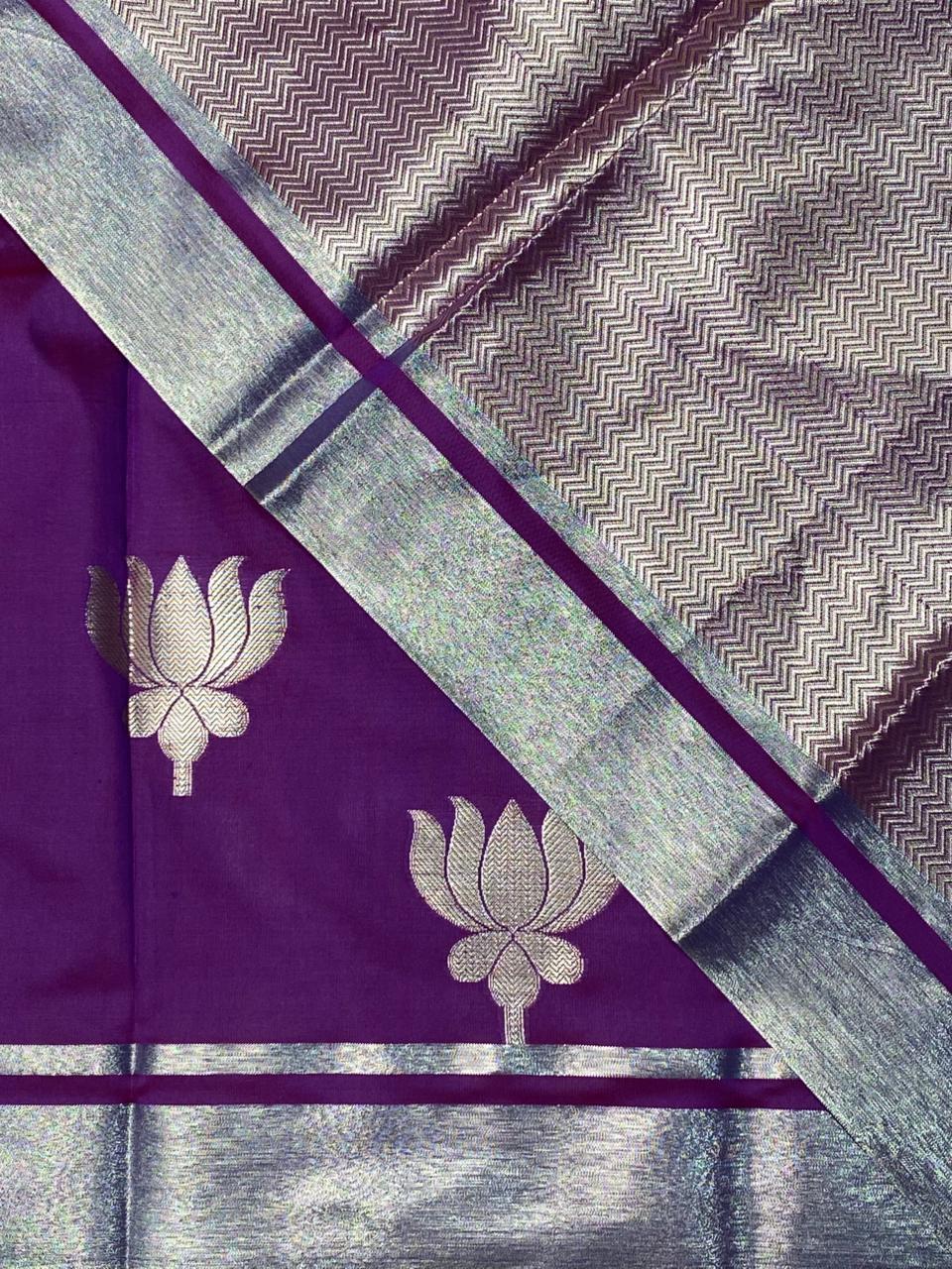 Purple semi banarasi saree -PIH21LC