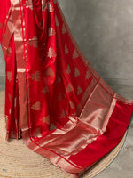 Red semi banarasi saree -PIH21LF