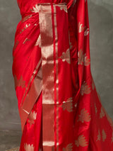 Red semi banarasi saree -PIH21LF