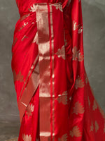 Red semi banarasi saree -PIH21LF