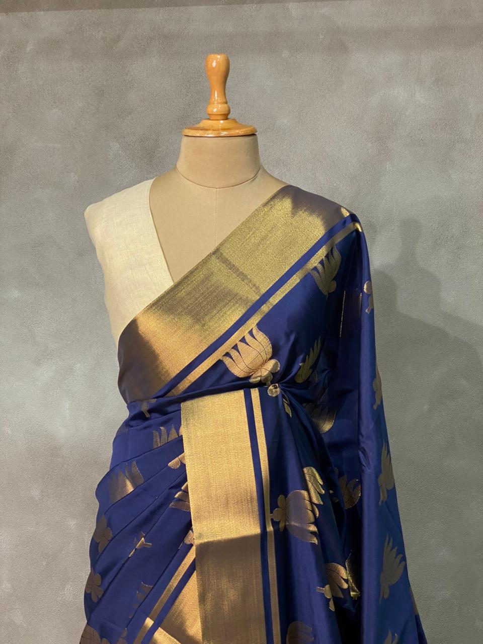 Dark Blue semi banarasi saree -PIH21LE