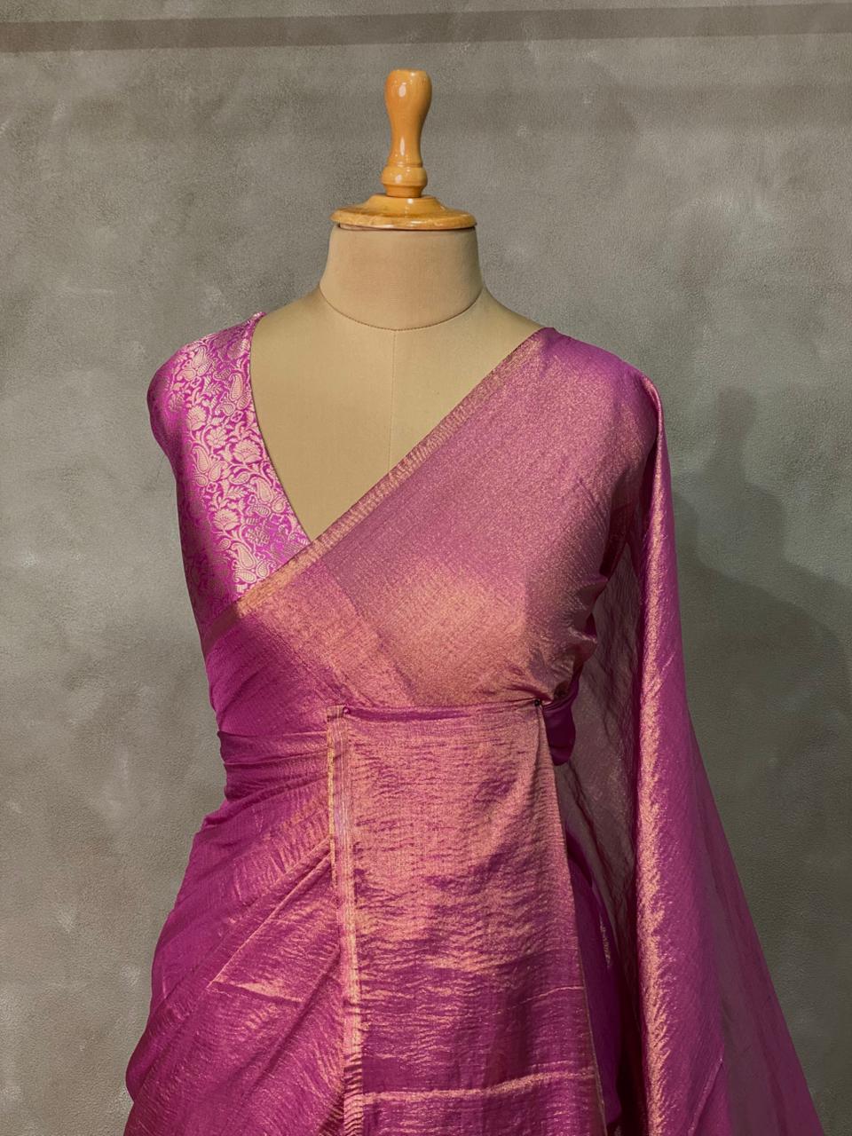 Magenta Banarasi crush Tissue silk saree - MPS33F