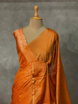 Orange Banarasi crush Tissue silk saree - MPS33D