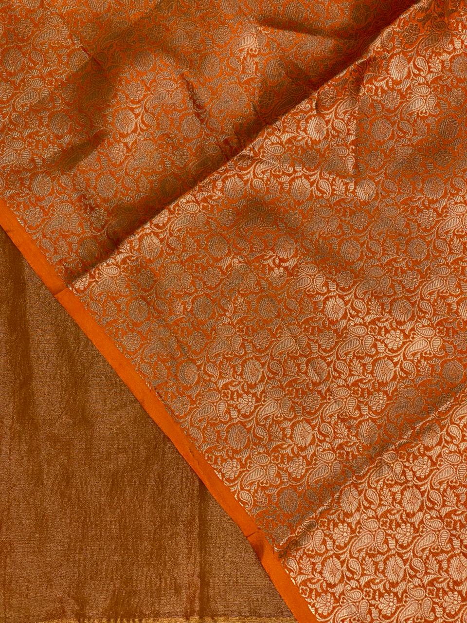 Orange Banarasi crush Tissue silk saree - MPS33D