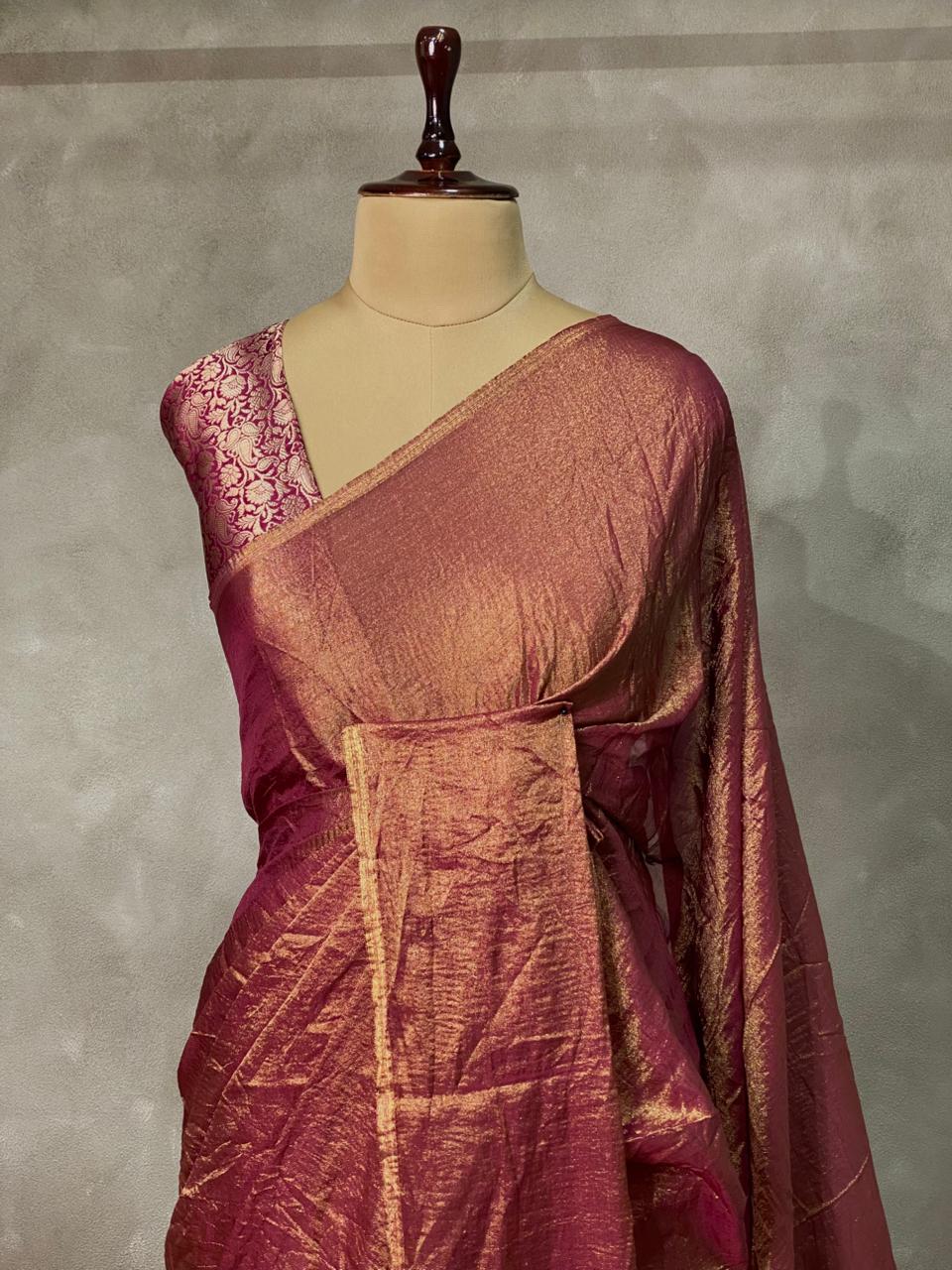 Purple Banarasi crush Tissue silk saree - MPS33