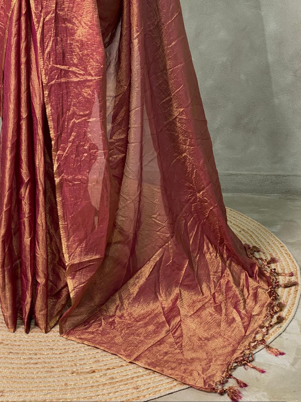 Purple Banarasi crush Tissue silk saree - MPS33