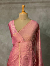 Pink Banarasi crush Tissue silk saree - MPS33B