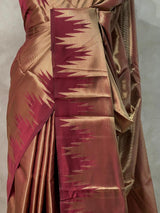 Maroon Temple border brocade banarasi silk saree - PIH31