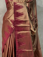 Maroon Temple border brocade banarasi silk saree - PIH31
