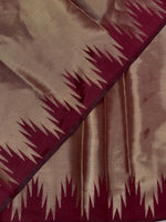 Maroon Temple border brocade banarasi silk saree - PIH31