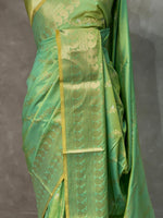 Yellowish Green banarasi silk saree - PIH32D