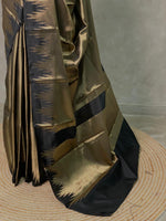 Black Temple border brocade banarasi silk saree - PIH31B