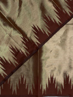 Brown Temple border brocade banarasi silk saree - PIH31C