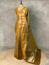 Mustard Yellow Temple border brocade banarasi silk saree - PIH31F