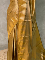Mustard Yellow Temple border brocade banarasi silk saree - PIH31F
