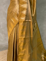 Mustard Yellow Temple border brocade banarasi silk saree - PIH31F