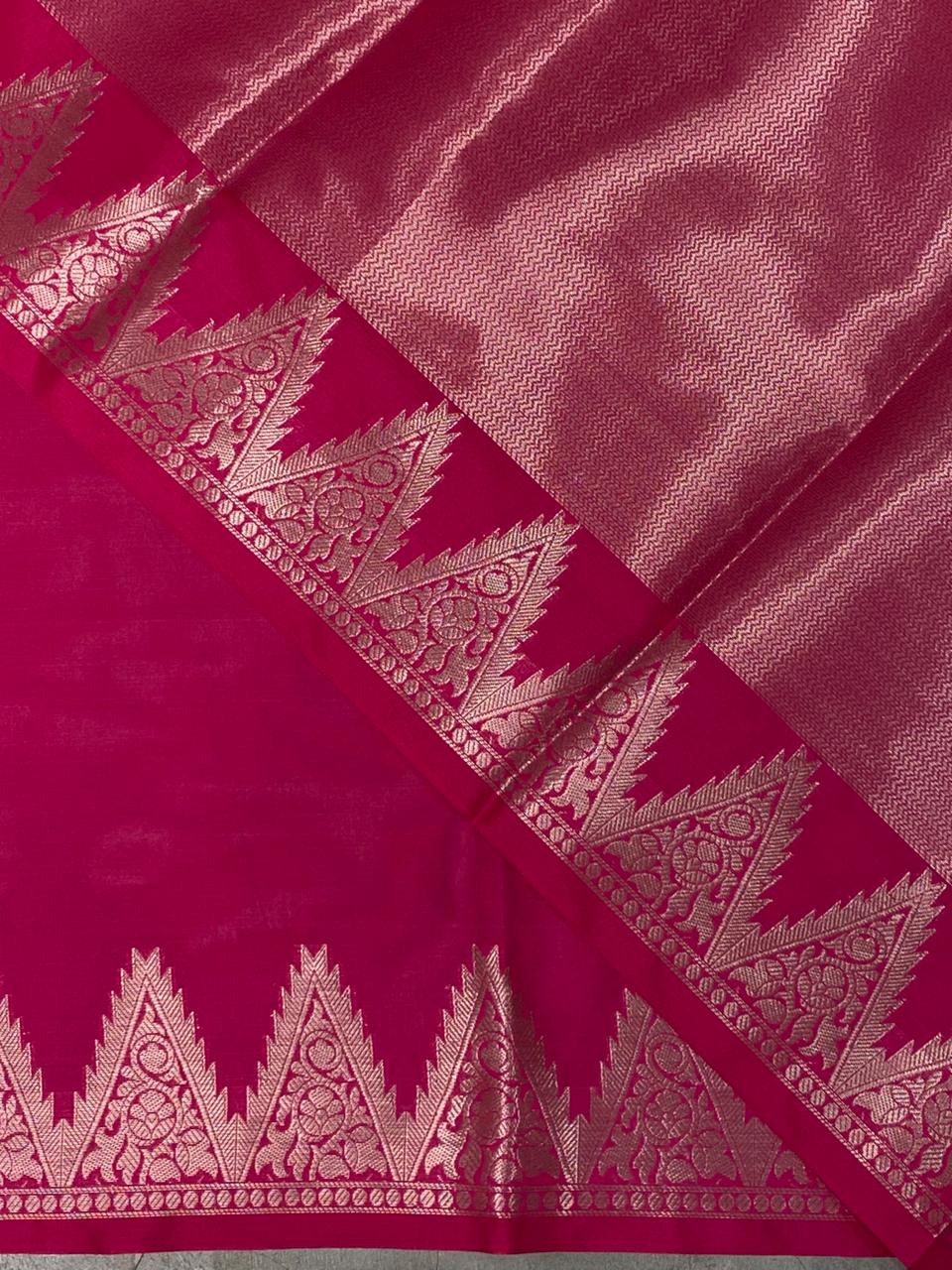 Rani pink Semi banarasi silk saree -PIH37