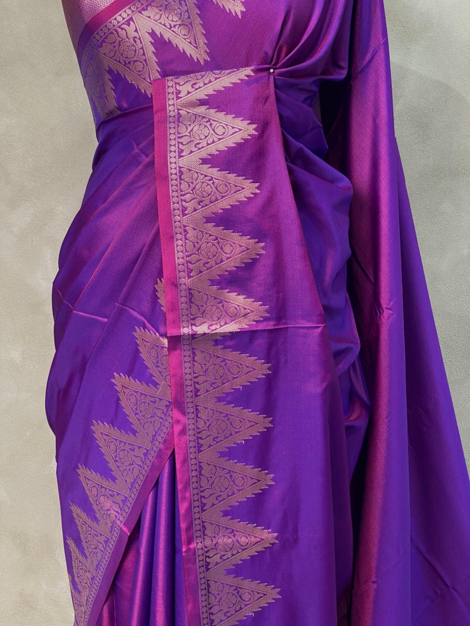 Violet Semi banarasi silk saree -PIH37G