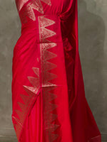 Red Semi banarasi silk saree -PIH37E