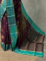 Deep Purple and Blue Gajji silk saree -PIH36