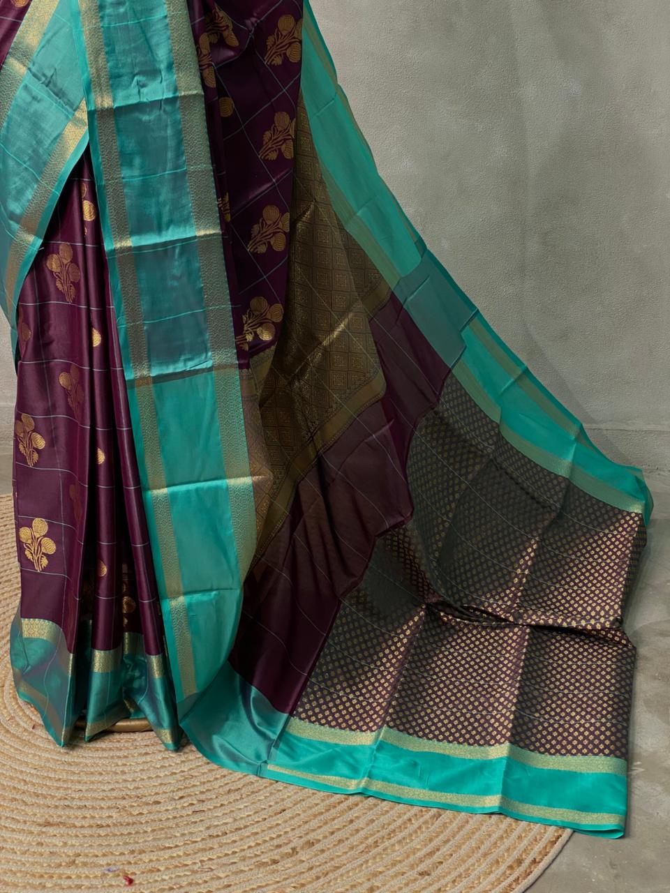 Deep Purple and Blue Gajji silk saree -PIH36