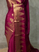 Burgundy katan Banarasi silk saree- MPS23N7