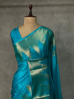 Blue katan Banarasi silk saree- MPS23N2