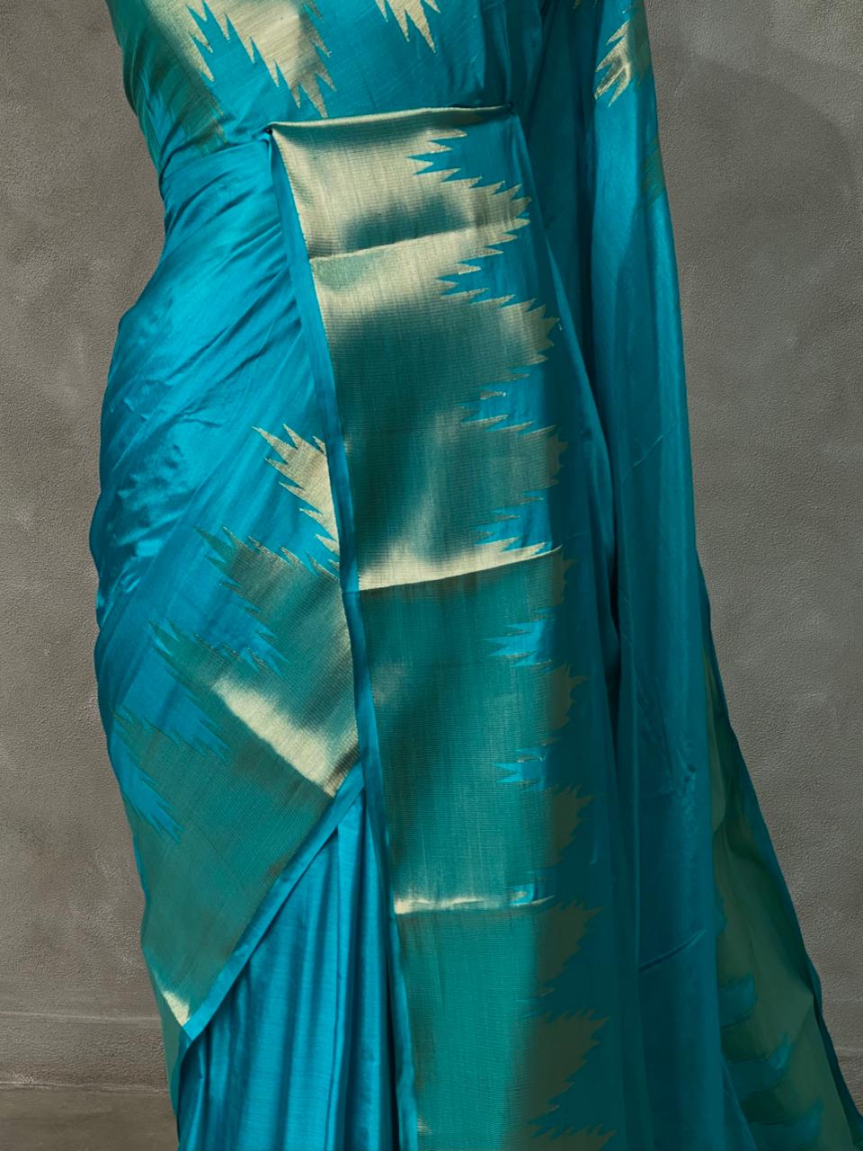 Blue katan Banarasi silk saree- MPS23N2