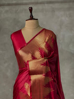 Maroon katan Banarasi silk saree- MPS23N1