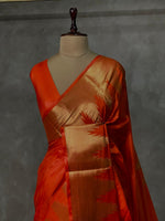 Orange katan Banarasi silk saree- MPS23N5