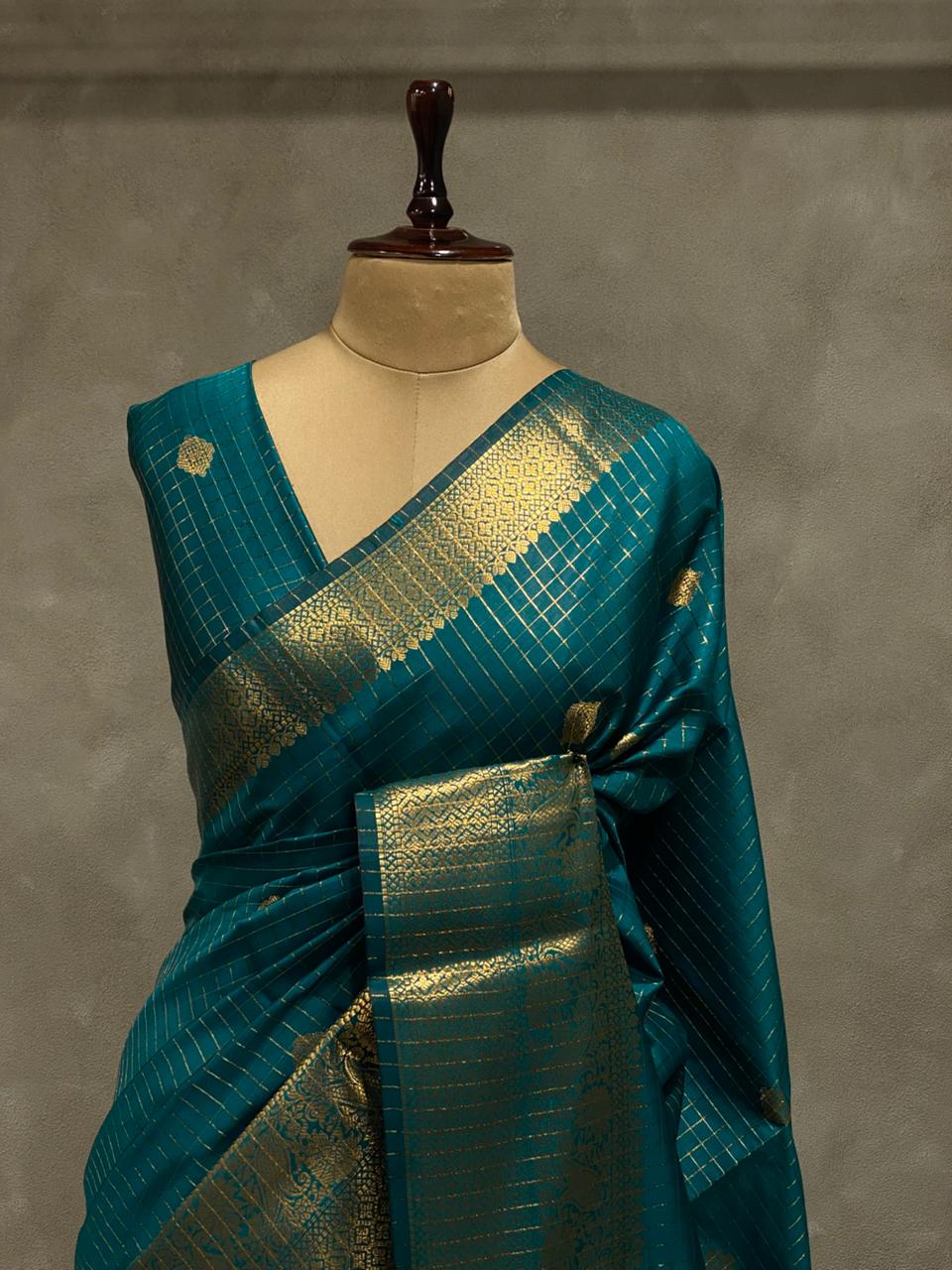 Peacock Blue banarasi silksaree - AISHCK9F