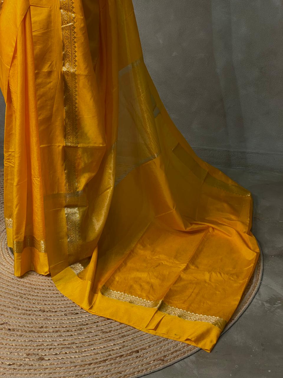 Yellow banarasi silk saree -PMR2