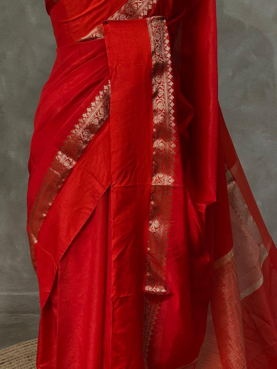 Red banarasi silk saree -PMR2B