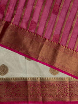Off white and Magenta Organza saree -LZ10A