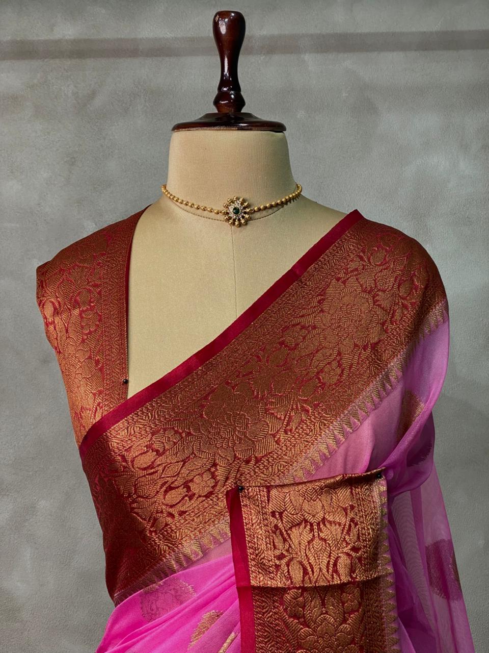 Dark Pink Georgette saree -LZ10D