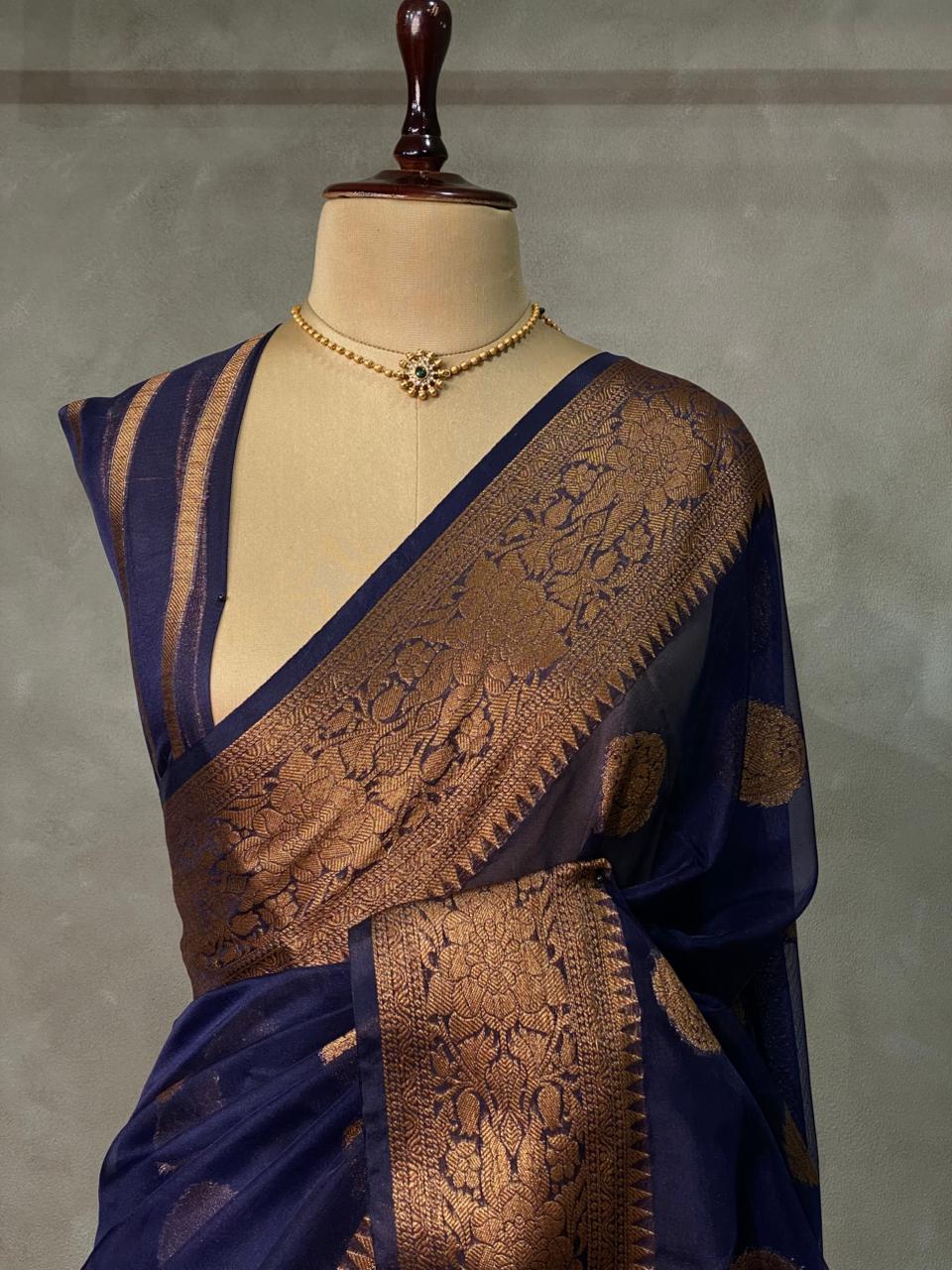 Navy Blue Georgette saree -LZ10F