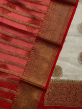 Off white and Red Georgette saree -LZ10B
