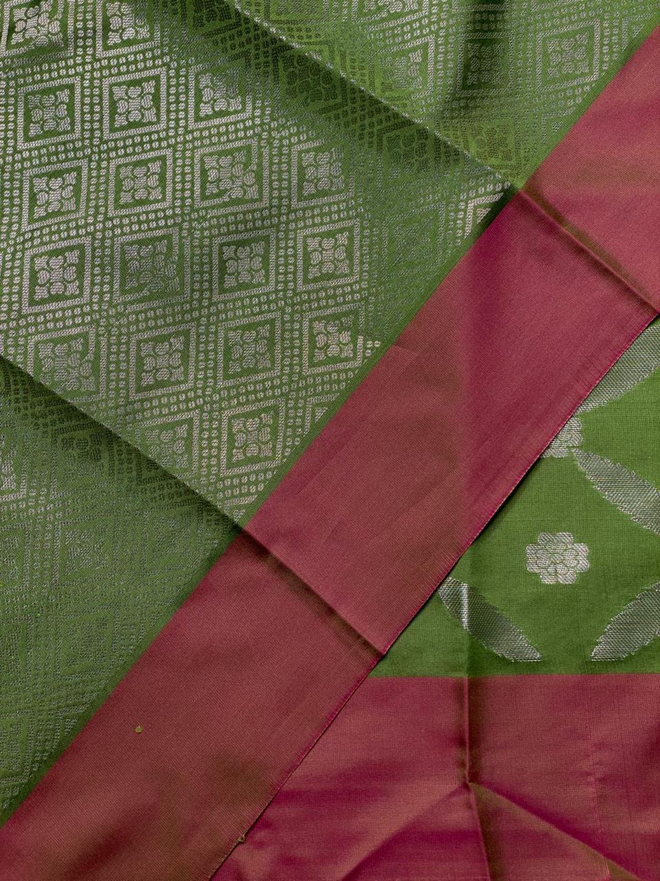 Parrot Green semi Banarasi silk saree -PMR1A