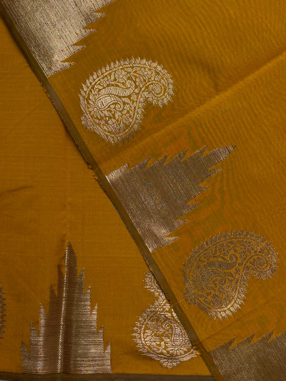 Mustard Yellow banarasi silk saree -PMR4A