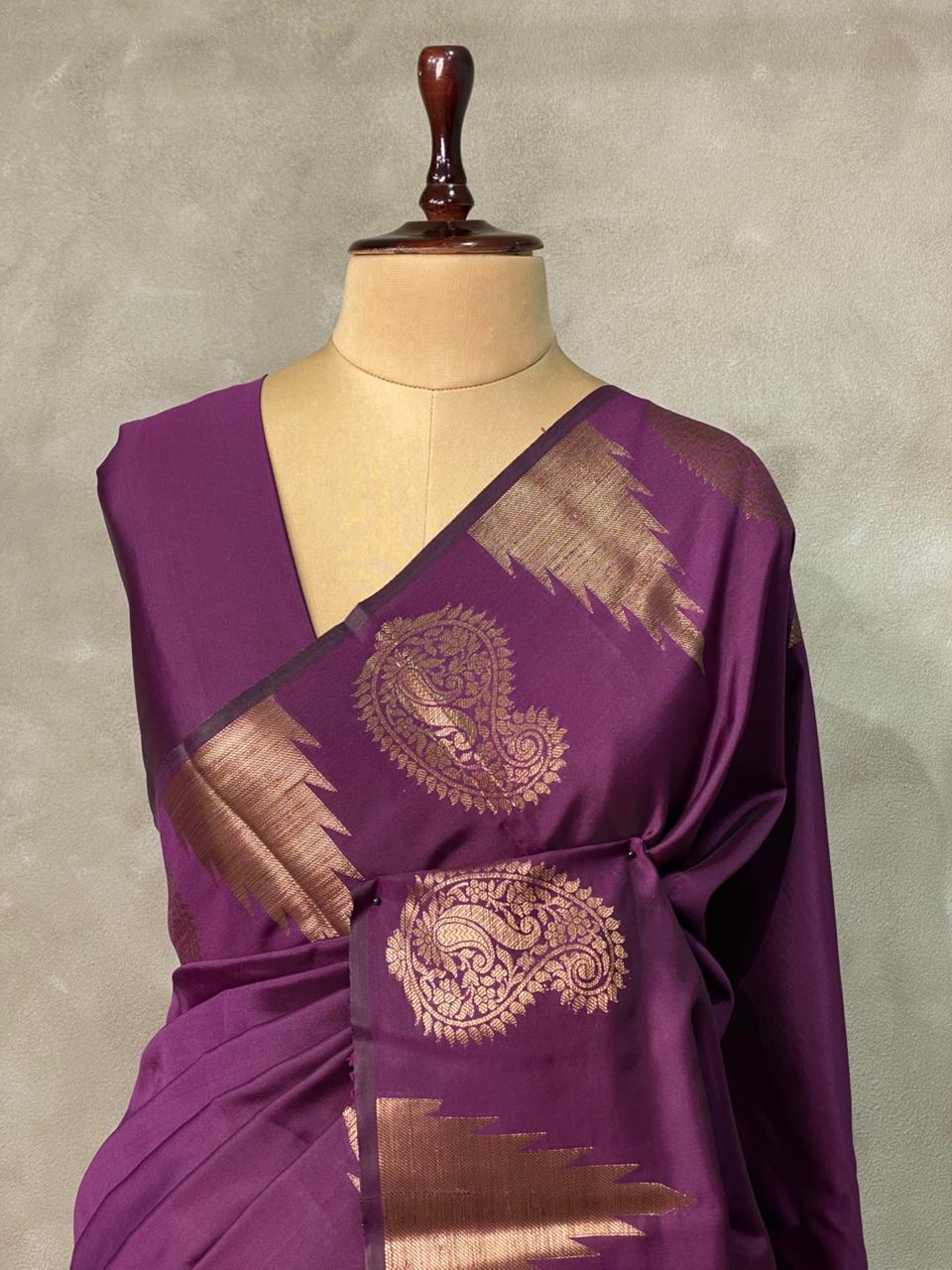 Wine banarasi silk saree -PMR4D