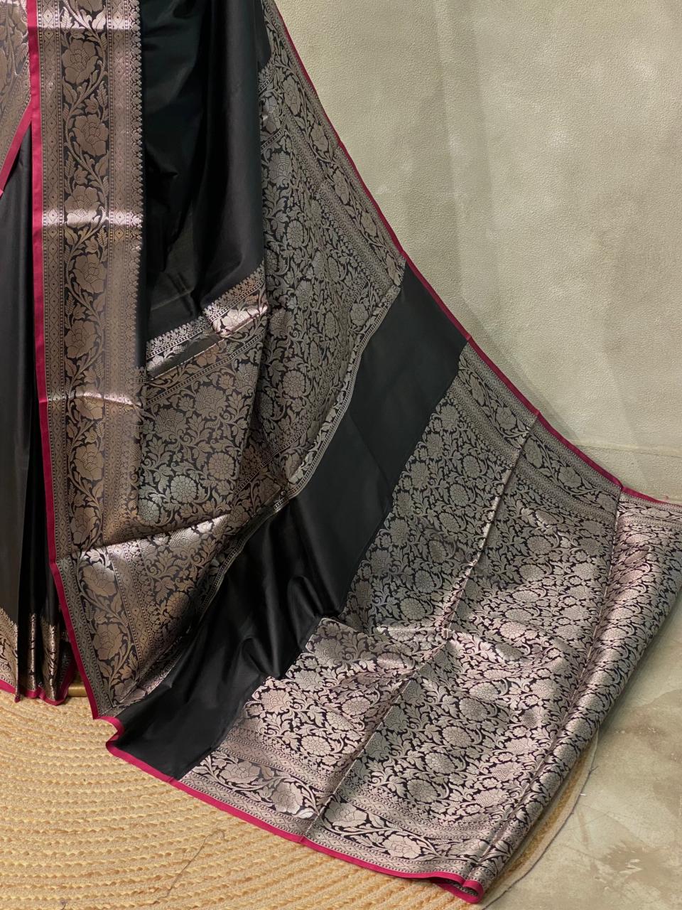 Black katan Banarasi silk saree- PIH38A