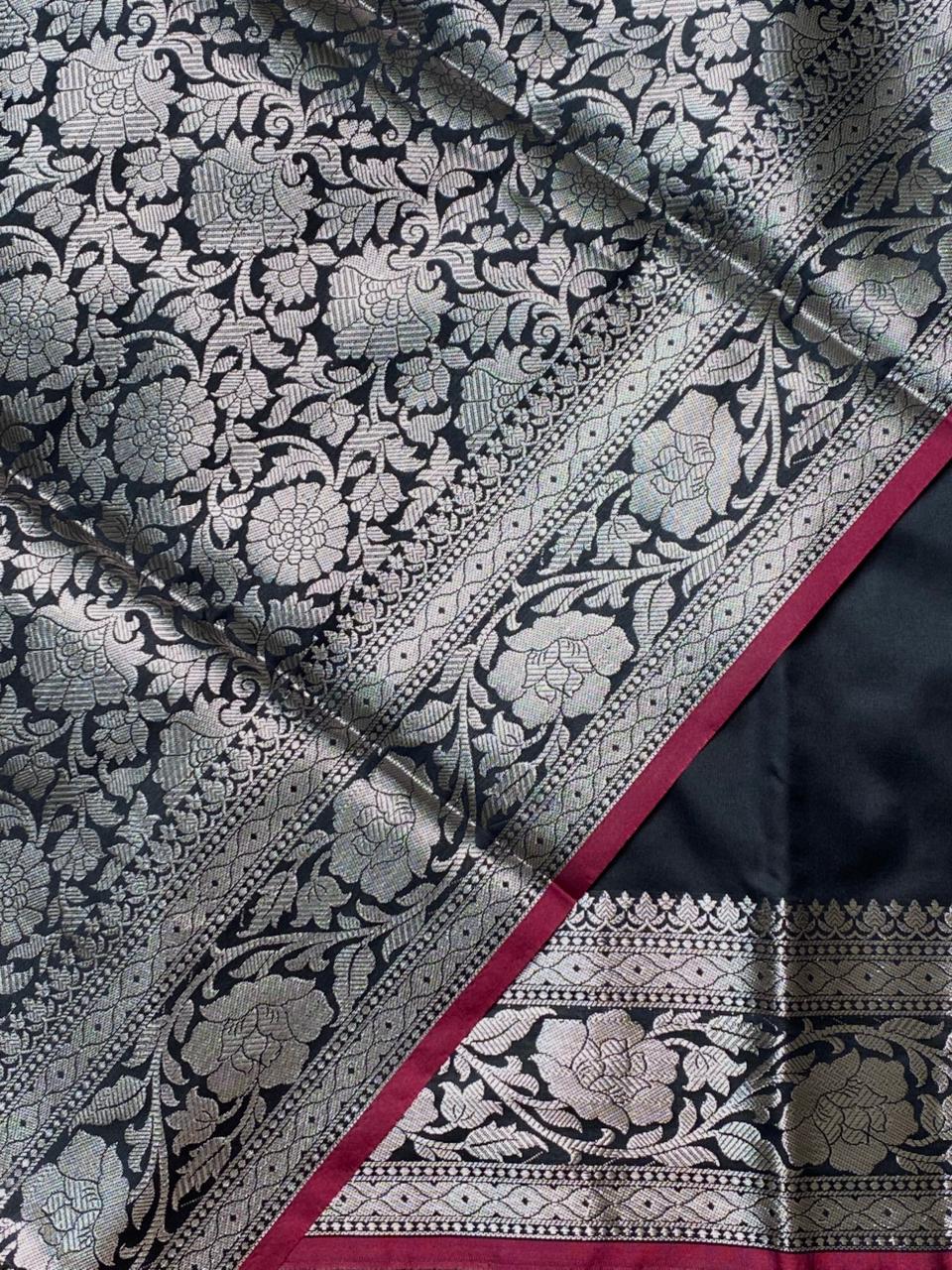 Black katan Banarasi silk saree- PIH38A