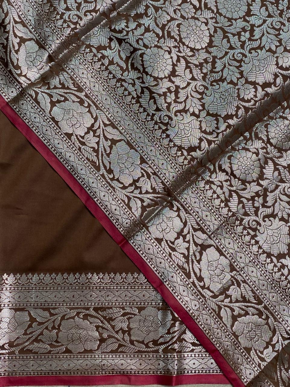 Brown katan Banarasi silk saree- PIH38C
