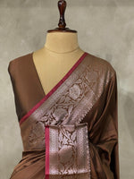 Brown katan Banarasi silk saree- PIH38C