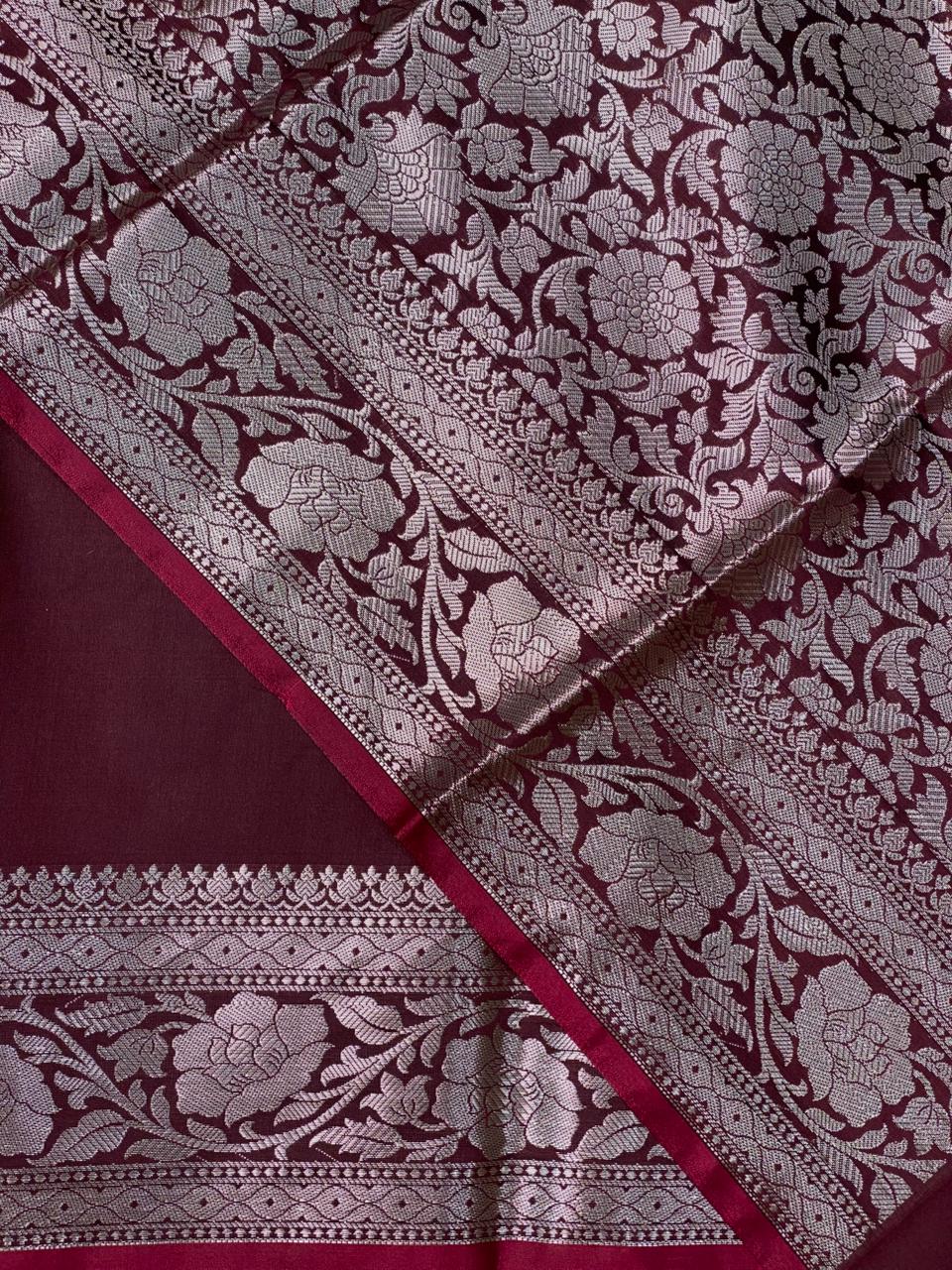Maroon katan Banarasi silk saree- PIH38D